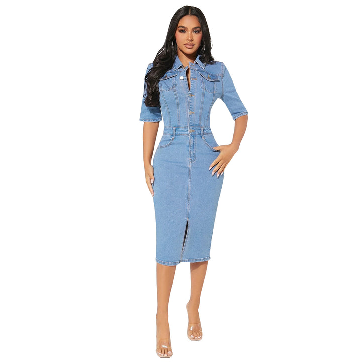 Robe Femme en Jean – Coupe Droite Ajustée en Coton