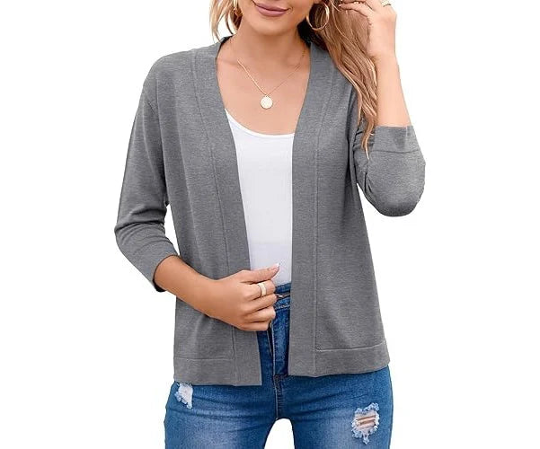 Damen-Cardigan aus Strick – Kurz geschnitten und vorne offen