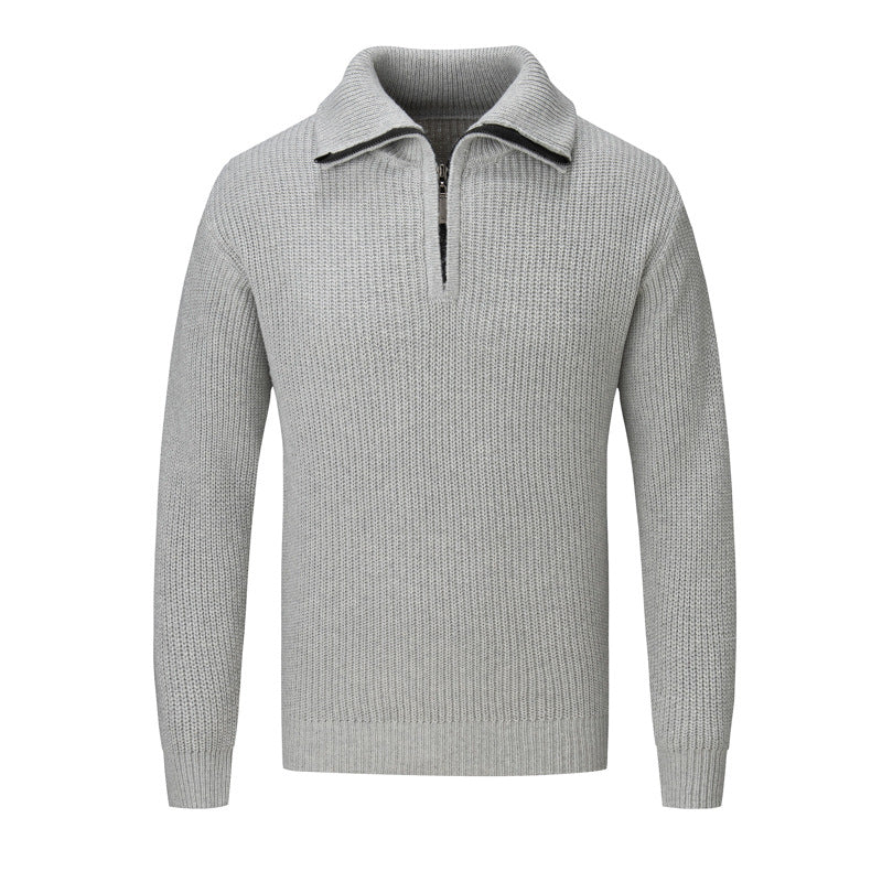 Pull Homme à Côtelures – Col Zippé Style Polo