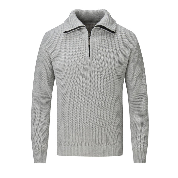 Pull Homme à Côtelures – Col Zippé Style Polo