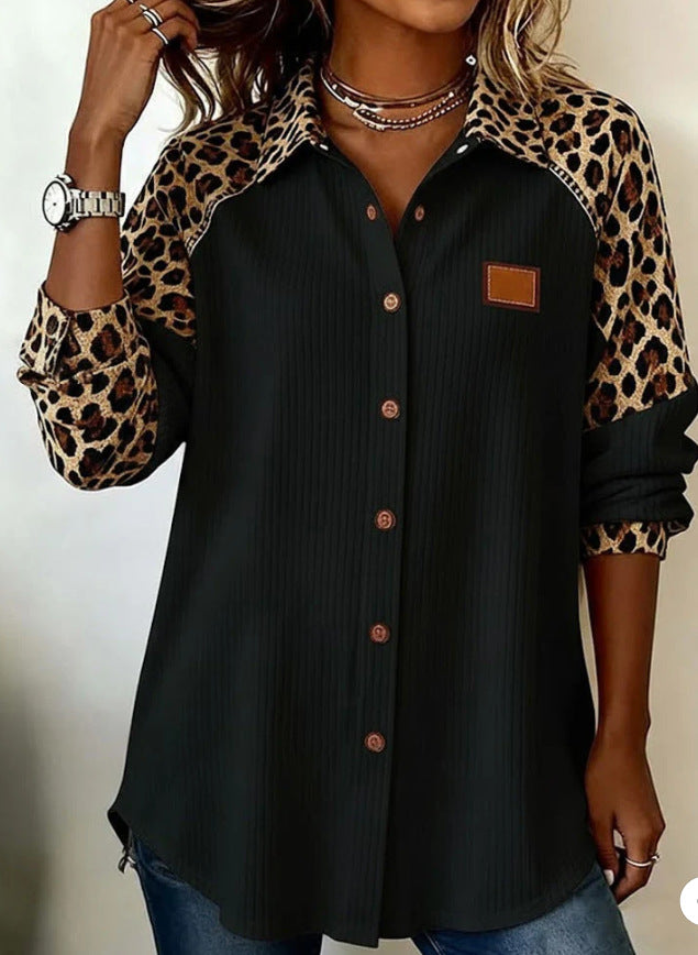Blouse Femme Imprimée Col Tailleur – Coupe Décontractée Cardigan