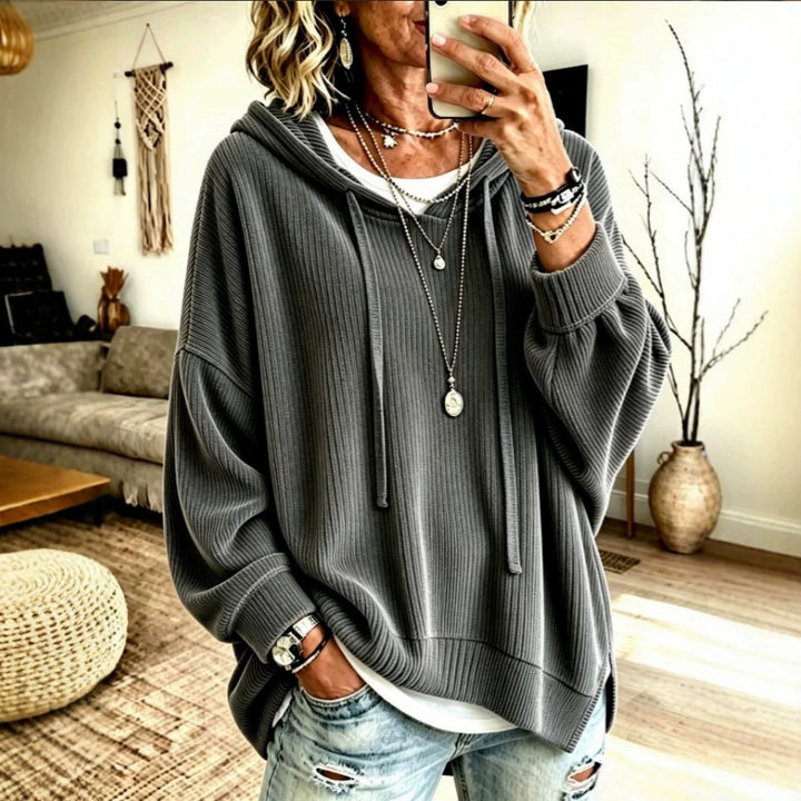 Sweat à Capuche Femme Coupe Oversize – Détail Cordon