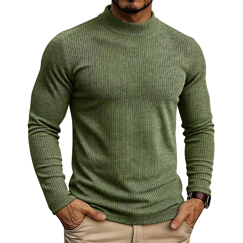Herren-Pullover mit Stehkragen – Feinstrick und figurbetonte Passform