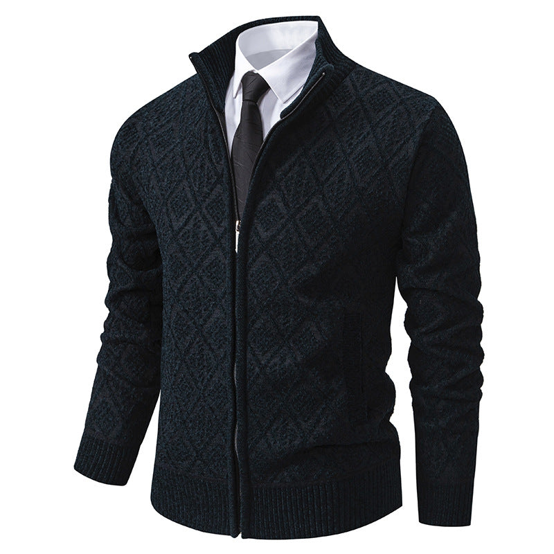 Cardigan Homme à Col Montant – Fermeture Zippée et Poche Côté