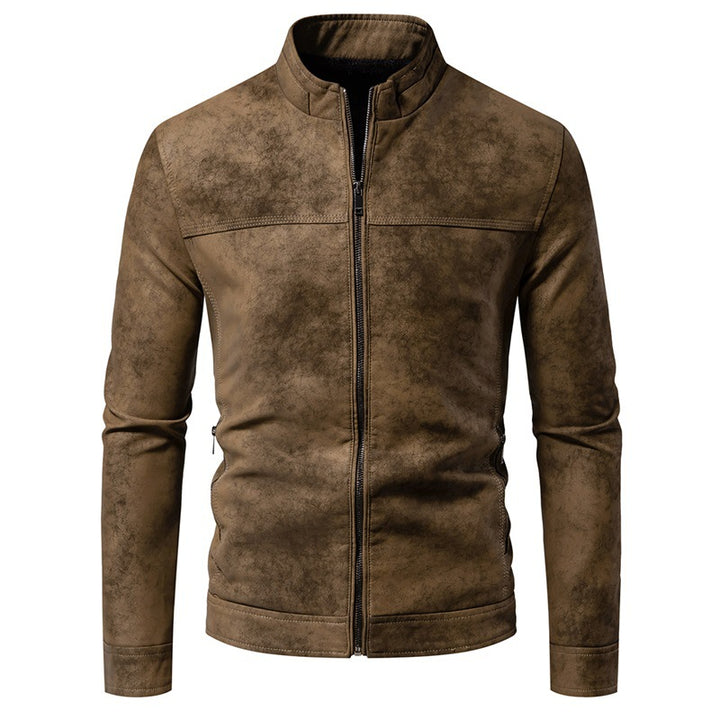 Retro-Herren-Blouson aus Kunstleder – Stehkragen und lockere Passform
