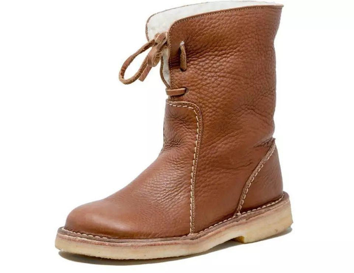 Botte Femme Vegan – Tige Lacée à Talon Carré