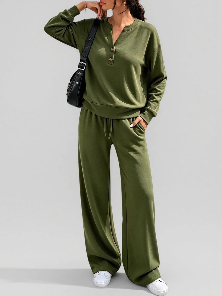 Ensemble Deux Pièces Femme – Haut Manche Longue Ample et Pantalon Large