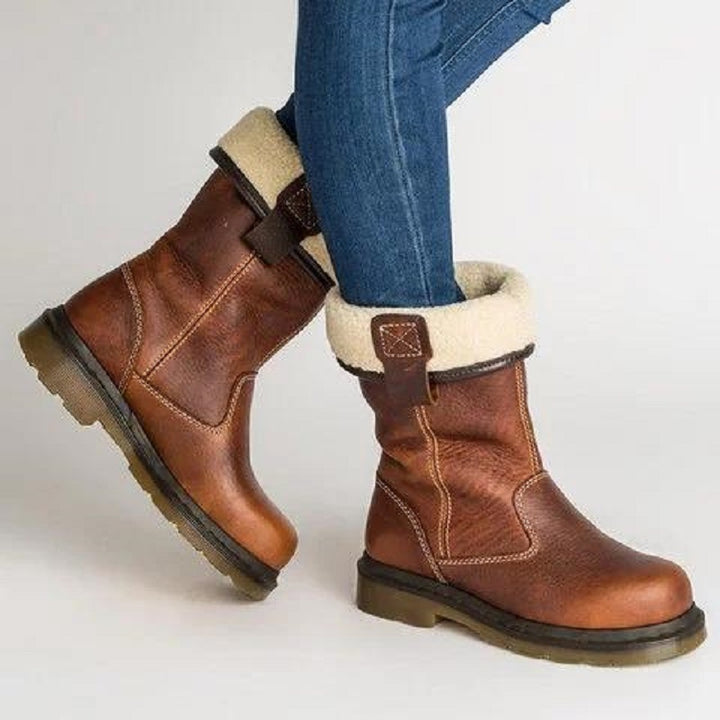 Botte Femme Mi-Mollet – Tige Pull-On, Bout Rond, Semelle Légère