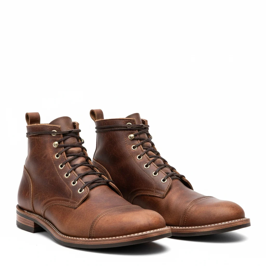 Bottes Homme à Lacets – Tige Basse et Bout Rond Élégant