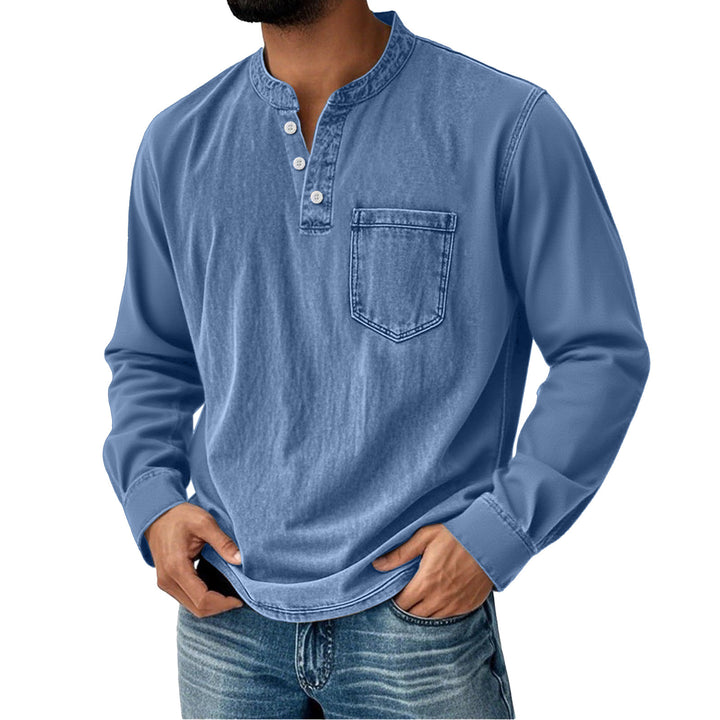 Herren-Henley mit langen Ärmeln – Slim Fit mit drei Knöpfen