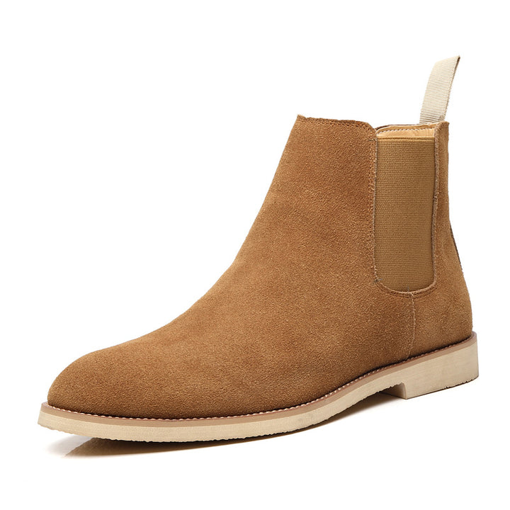 Bottines Homme en Cuir Nubuck – Bout Pointu Talon Compensé