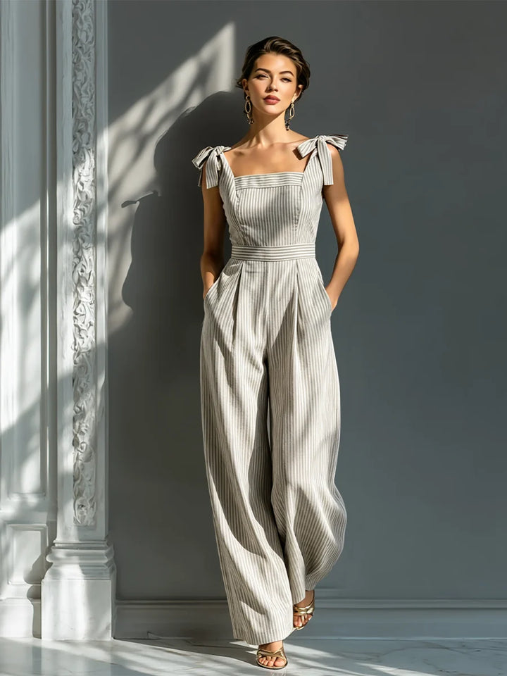 Ärmelloser Damen-Jumpsuit – Weite Passform mit Streifen