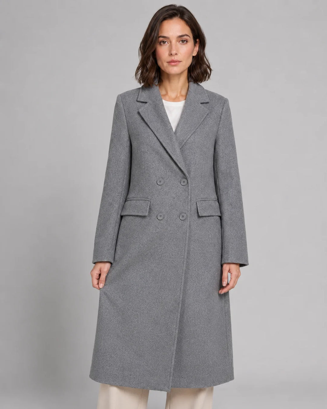 Manteau Long Femme Double-Boutonnage – Coupe Tailleur Élégante