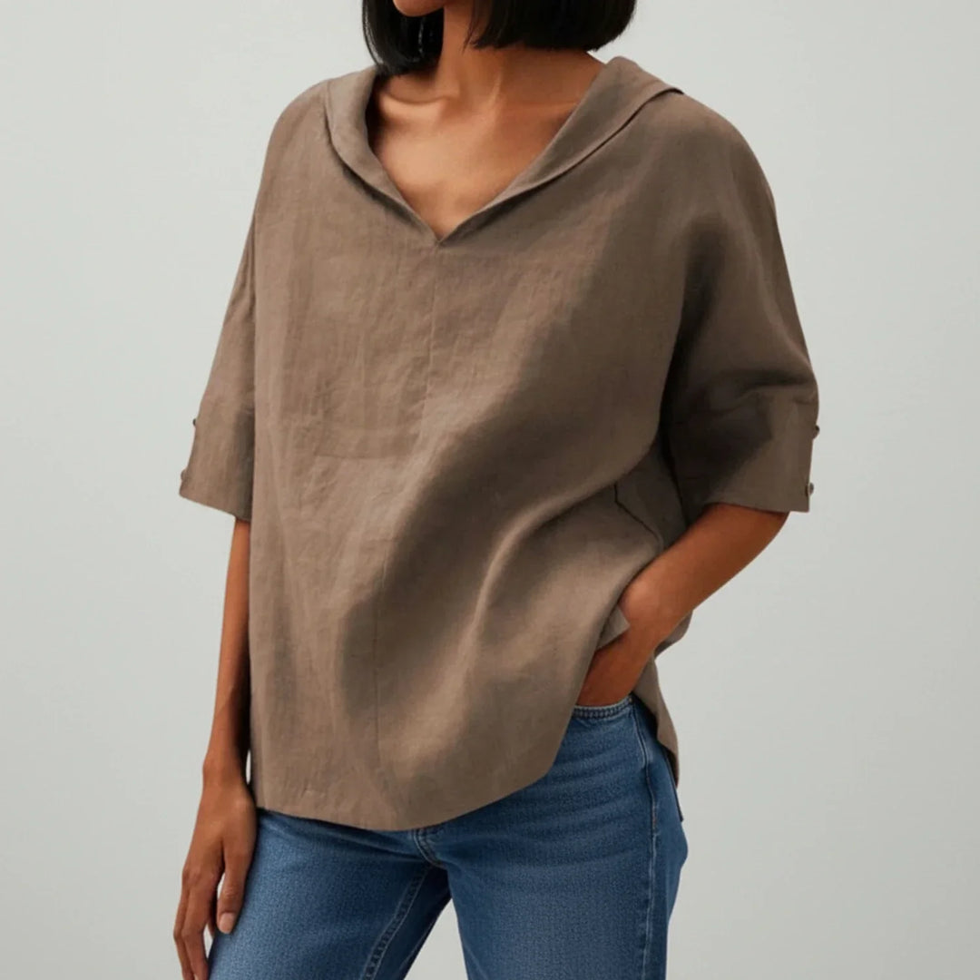 Blouse Femme Coupe Décontractée – Tissu Léger Manches Courtes