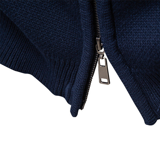 Herren-Pullover mit Reißverschluss aus Baumwolle – Schmal geschnittene Strickjacke