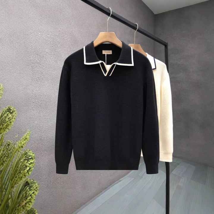 Pull Col Polo Homme en Maille – Coupe Décontractée Casual