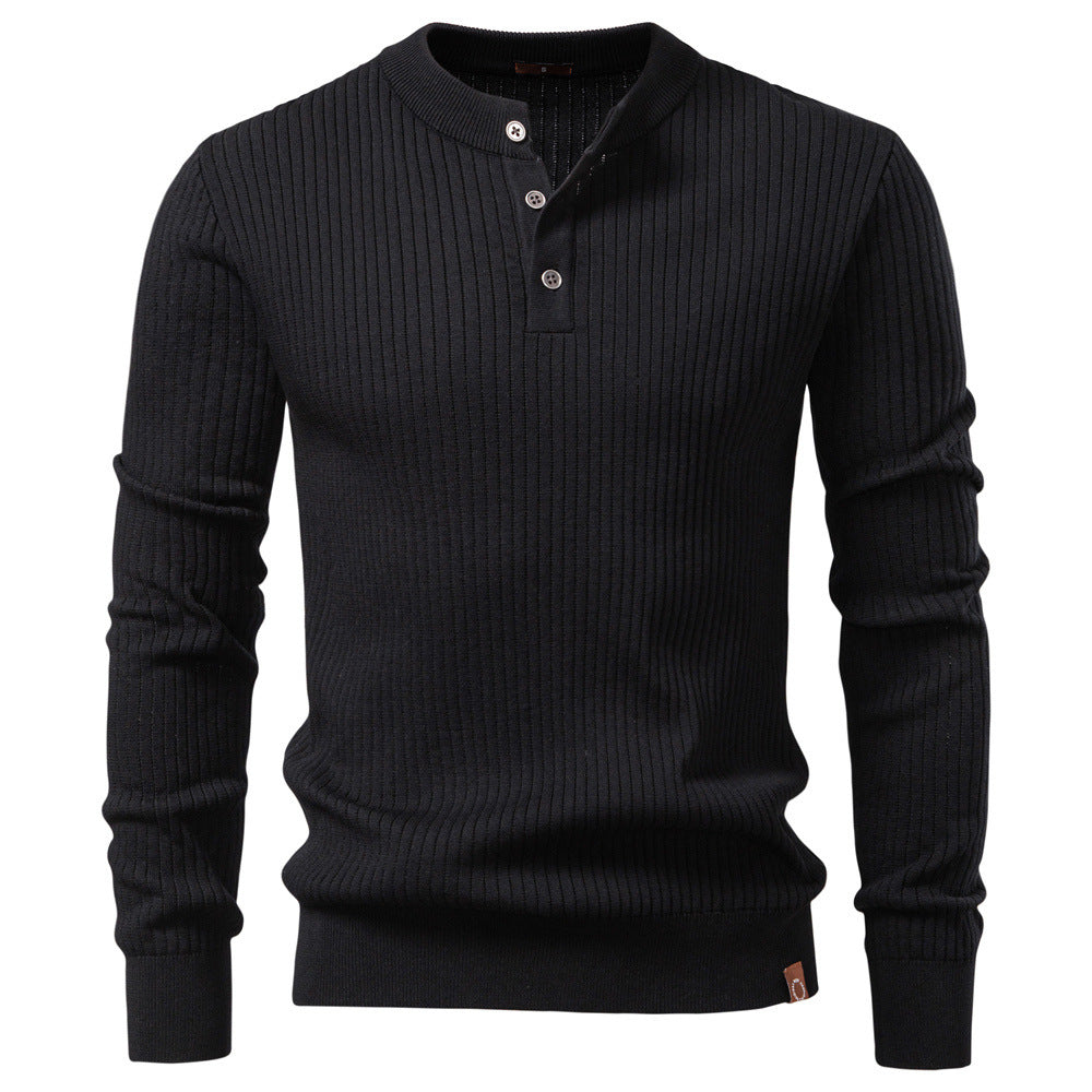 Gerippter Henley-Pullover für Herren – Lässiger, taillierter Schnitt