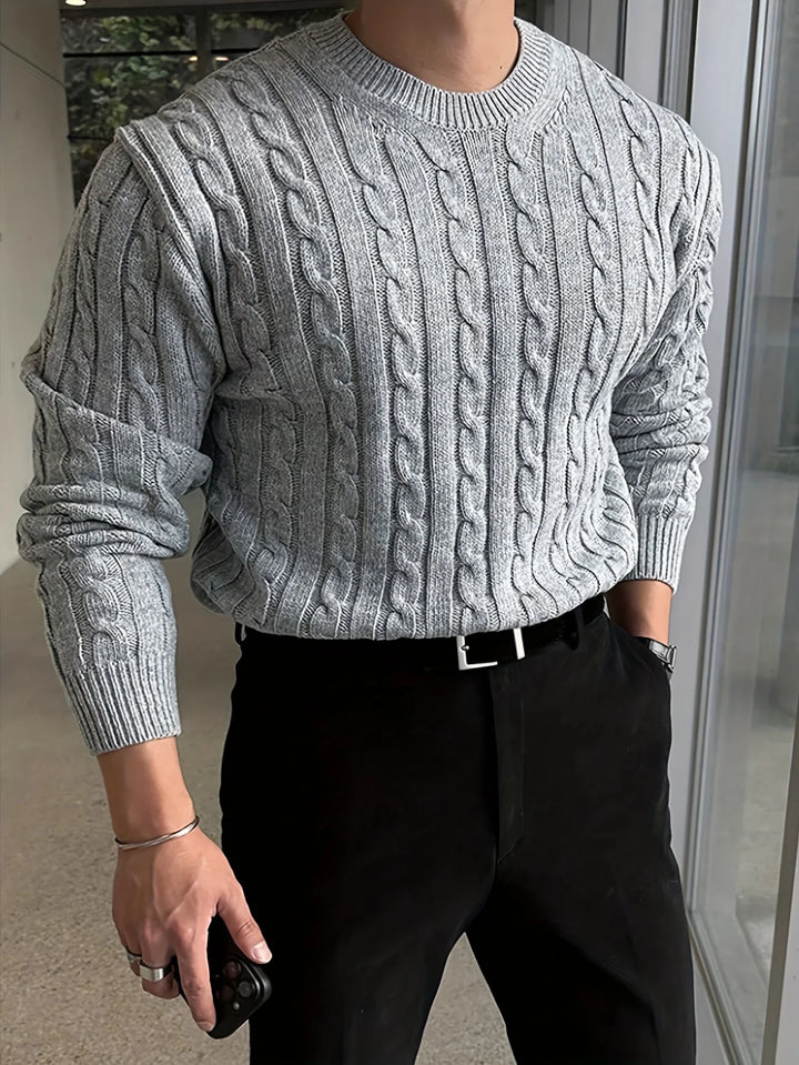 Herren-Rollkragenpullover – Grobstrick mit Strukturmuster