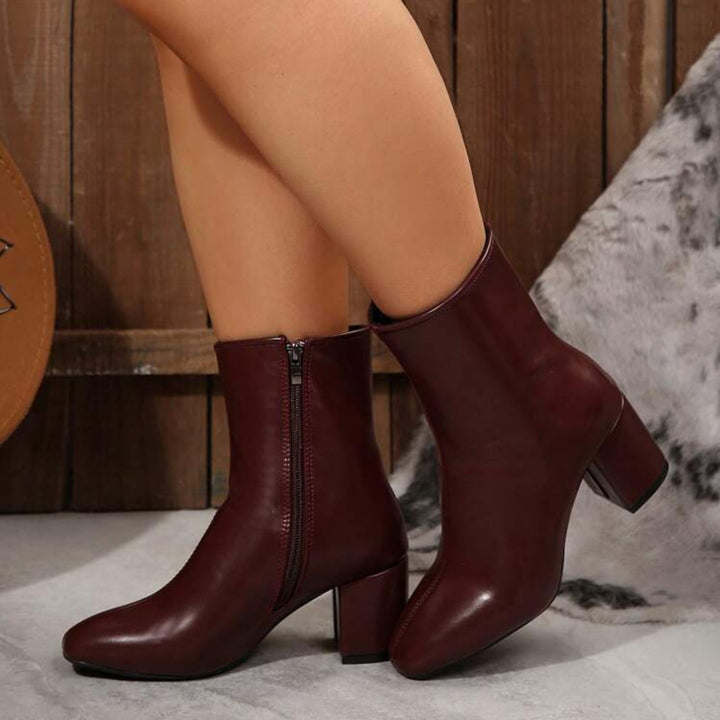 Bottes à Talons Femme – Tige Basse à Talon Large et Bout Carré