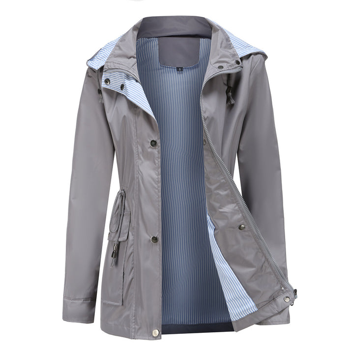 Veste à Capuche Femme – Taille Ajustable &amp; Doublure Rayée