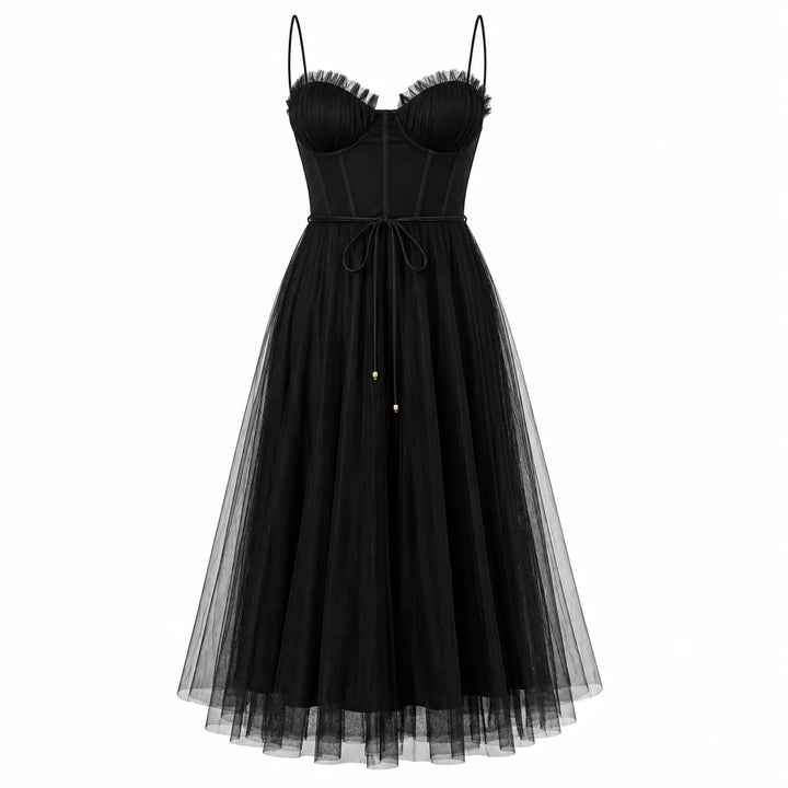 Damen-Midikleid aus Tüll – ärmelloser Prinzessinnenschnitt