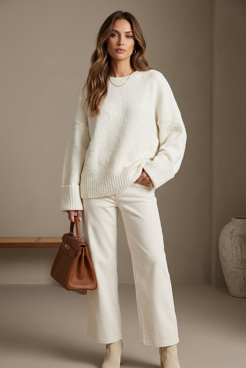 Pull Femme Maille Douce – Manches Chauve-souris Décontractées