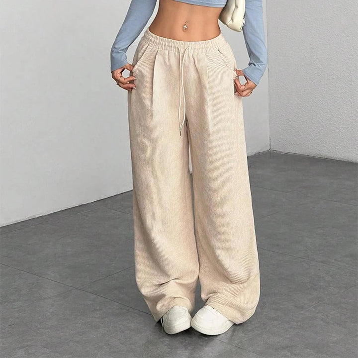 Pantalon Femme Large en Velours Côtelé – Coupe Ample et Décontractée