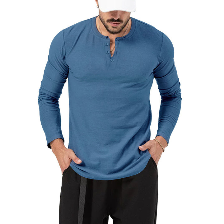 Chemise Henley Homme Maille Côtelée – Manches Longues Texturées