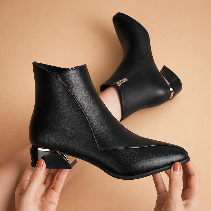 Damen-Stiefelette – knöchelhoher Schaft mit mittlerem Blockabsatz