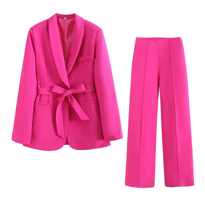 Ensemble Blazer et Pantalon Femme – Taille Ceinturée Élégante