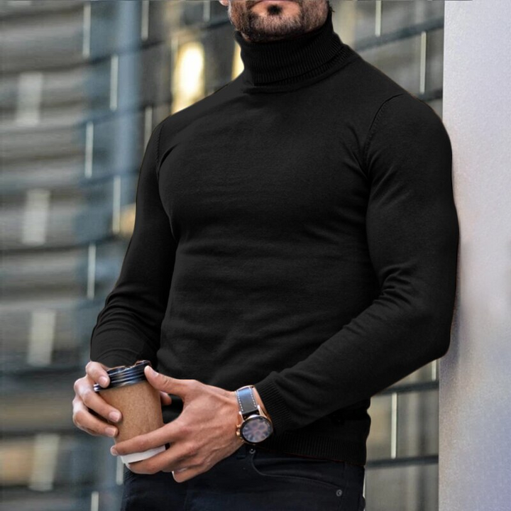 Herren-Pullover mit Rollkragen aus Feinstrick – Gerader, minimalistischer Schnitt