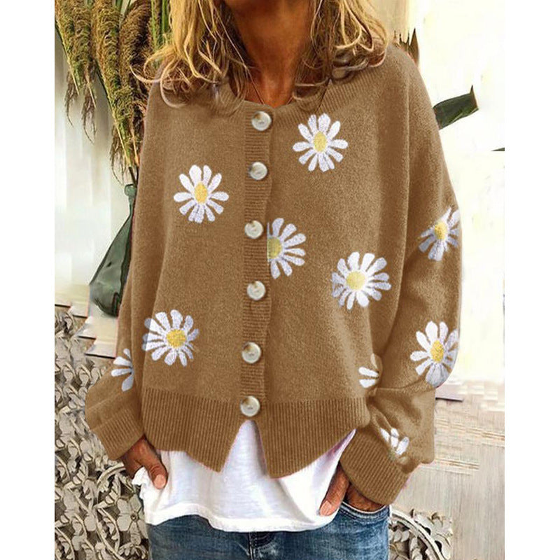 Damen-Strickweste – Lässige Silhouette, Druckmuster
