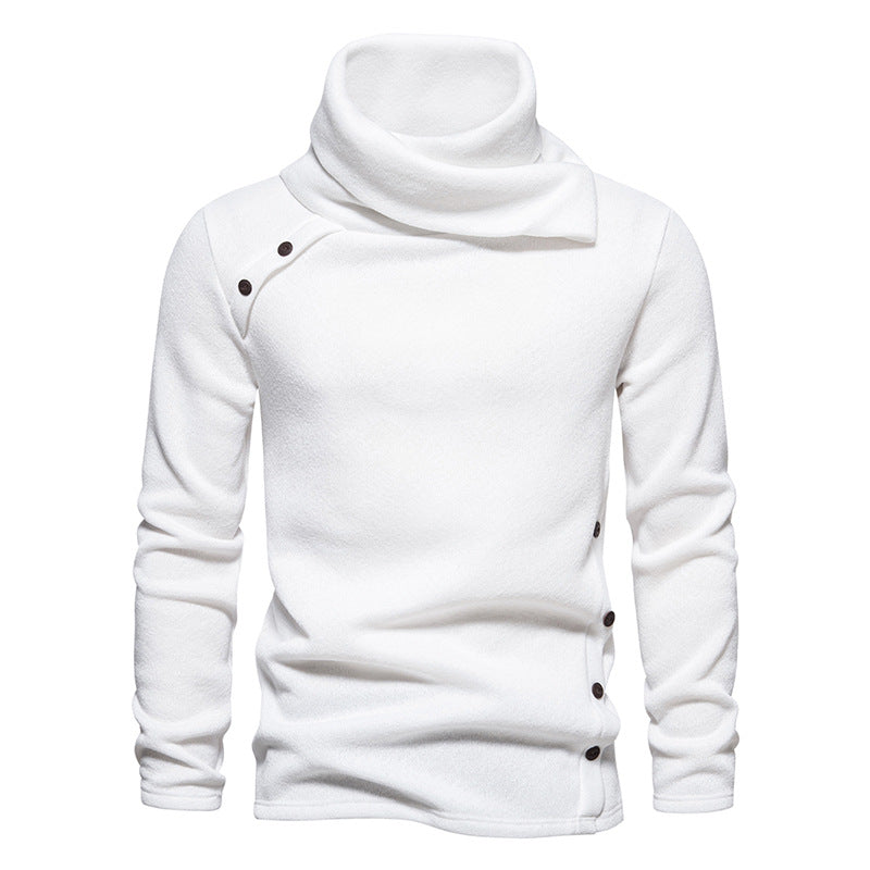 Sweater til herre med kaskadekrave – varm jacquardjakke med foer