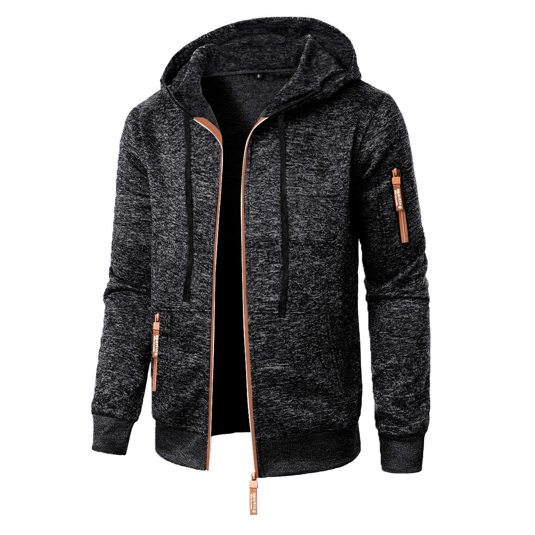 Herren-Pullover mit Kapuze und Reißverschluss – Gerader Schnitt, Strickwaren-Finish