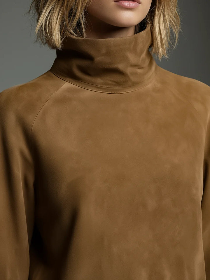 Damen-Minikleid mit Stehkragen und langen Ärmeln – lässiger Schnitt