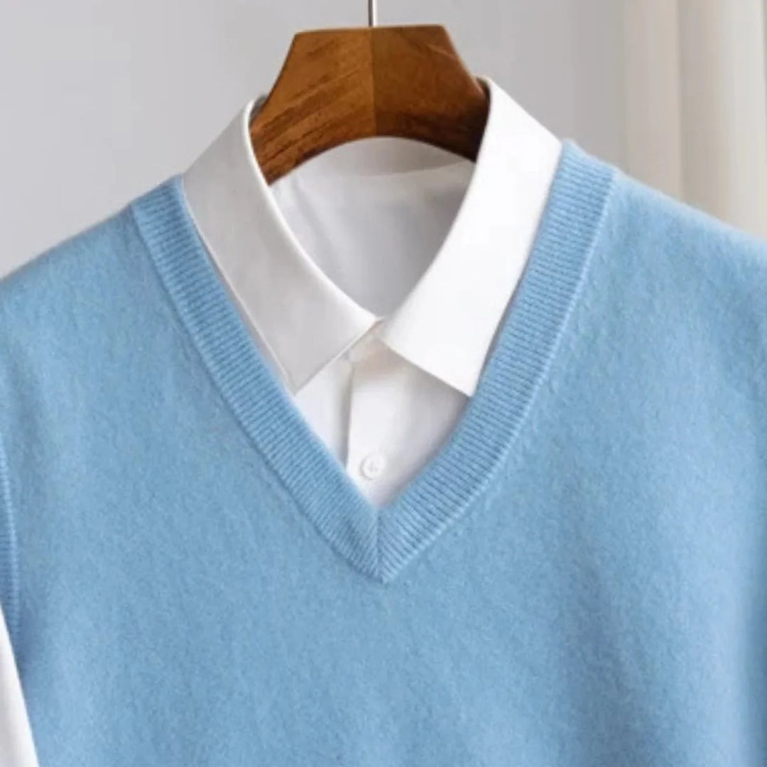 Herren-Strickweste ohne Ärmel – lässiger, weiter geschnittener Pullover