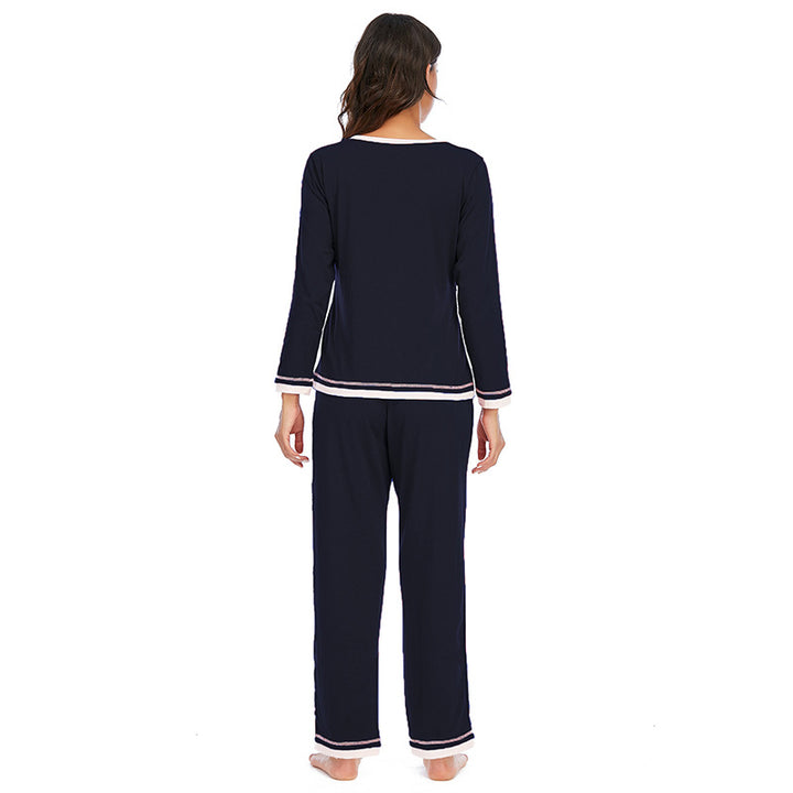 Damen-Baumwollpyjama – Zweiteiliges Set mit langen Ärmeln