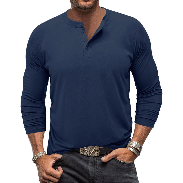 Langærmet T-shirt til mænd - klassisk, tætsiddende pasform
