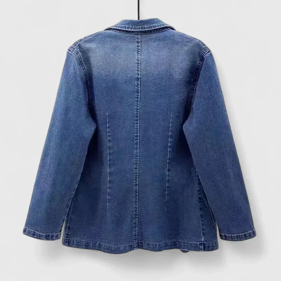 Damen-Jeansjacke – taillierter Schnitt, Reverskragen, ein Knopf
