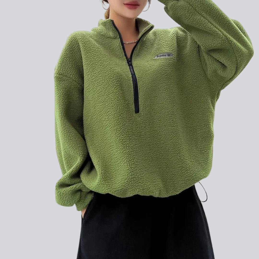 Sweatshirt Femme Détente Fleece – Coupe Ample à Cordon et Lettrage