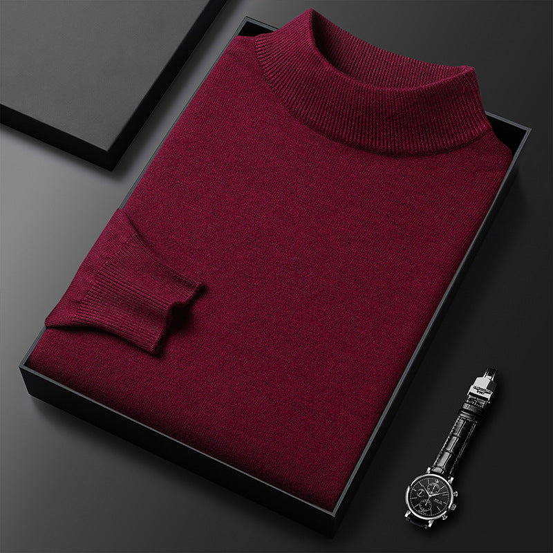 Schmal geschnittener Herren-Pullover aus Strick – Dicker Stehkragen