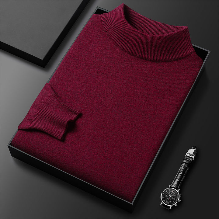 Schmal geschnittener Herren-Pullover aus Strick – Dicker Stehkragen