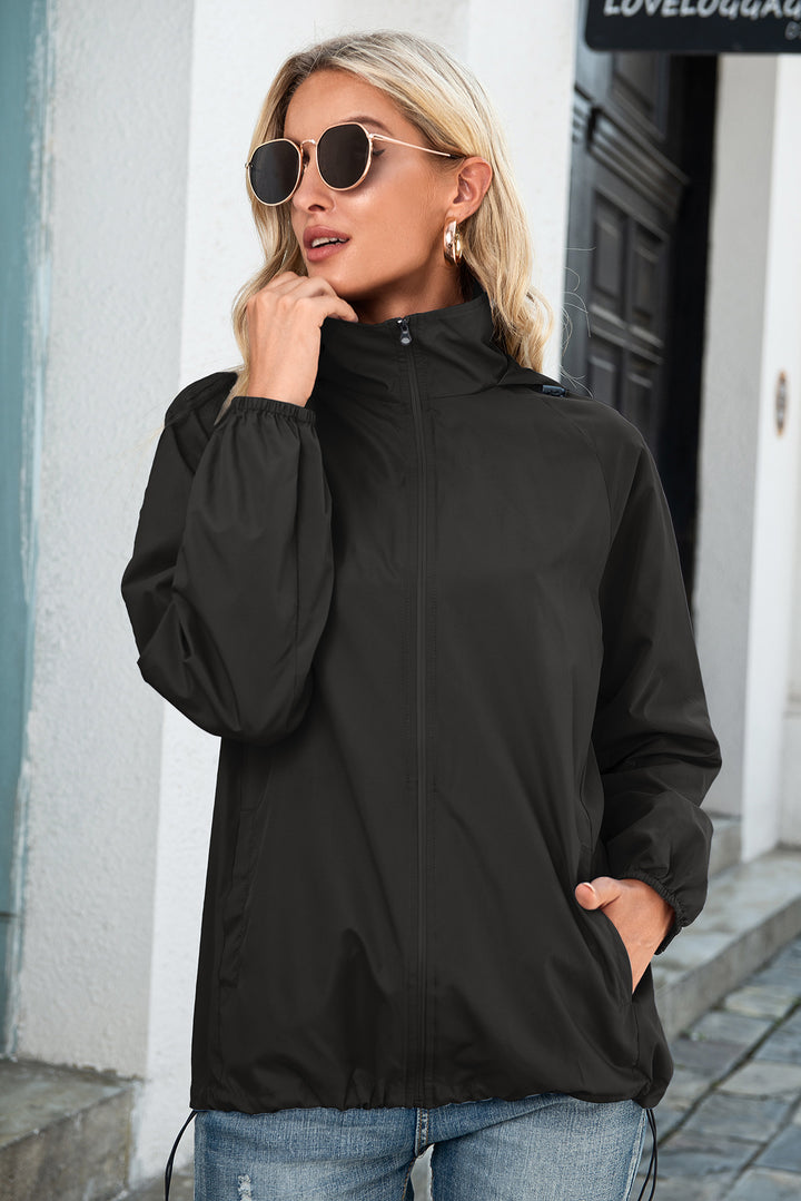 Veste Femme Légère en Fibre – Coupe Mi-Longue à Capuche Imperméable