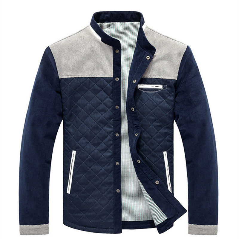 Herren-Jacke aus strukturiertem Stoff – Warmes Futter &amp; Knopfverschluss