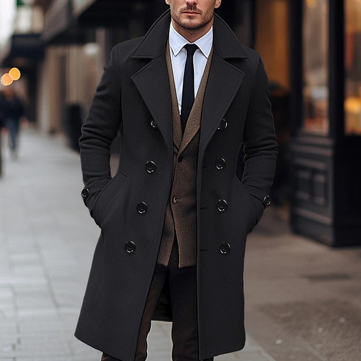 Manteau Long Homme Laine – Coupe Double Boutonnage Élégante