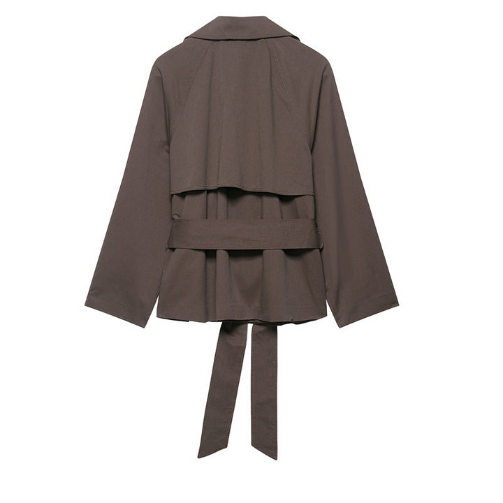 Manteau Femme Coupe-vent Ceinturé à Revers – Silhouette Moderne