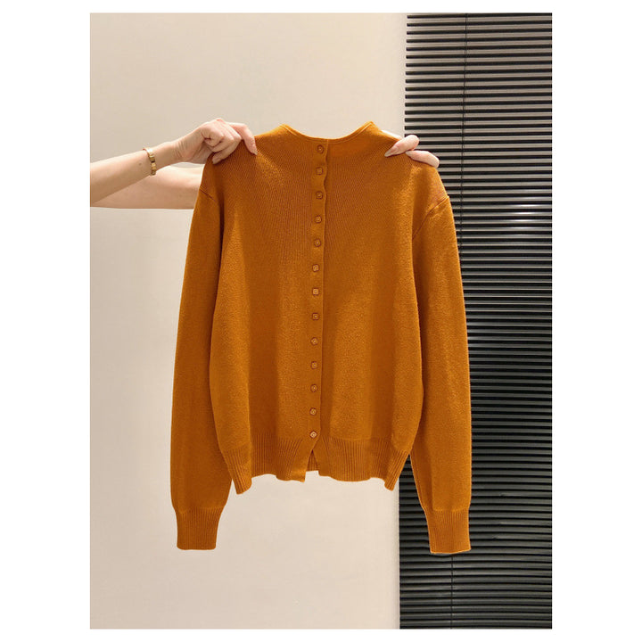 Cardigan Femme en Maille – Col Montant, Coupe Décontractée