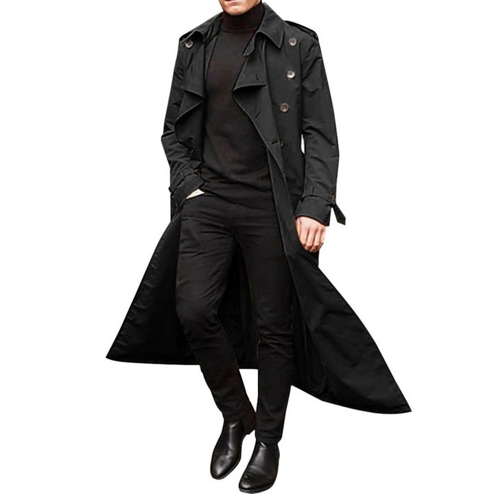 Langer Herrenmantel - Klassischer zweireihiger Trenchcoat