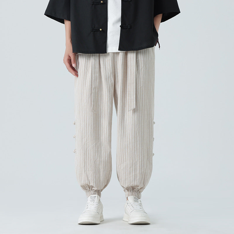 Pantalon Homme en Lin – Coupe Ample Inspiration Chinoise