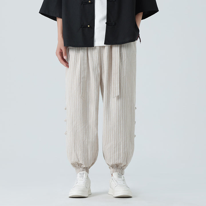 Pantalon Homme en Lin – Coupe Ample Inspiration Chinoise